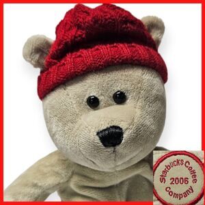 2006 Starbucks Coffee Bearista 10.5" Plush with Red Beanie and Jean Shorts